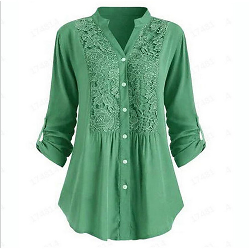 

Women's Blouse Shirt Solid Colored Long Sleeve Round Neck Tops White Black Purple