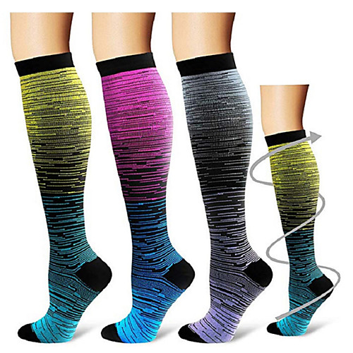 

Compression Socks Athletic Sports Socks Running Socks 3 Pairs Women's Men's Socks Moisture Wicking Breathable Sweat wicking Comfortable Running Jogging Sports Spots & Checks Nylon Yellow Pink Grey