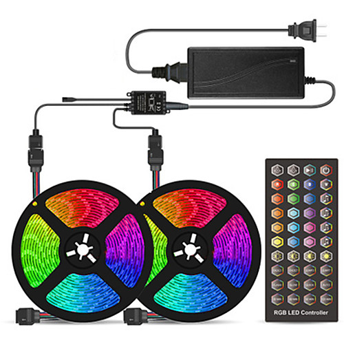 

10m Voice Control Flexible LED Strip Lights Light Sets RGB Tiktok Lights 300 LEDs SMD5050 10mm 1 X 40 Key Controller 1 X 12V 6A Power Supply 1 set Multi Color Waterproof Cuttable Party 12 V