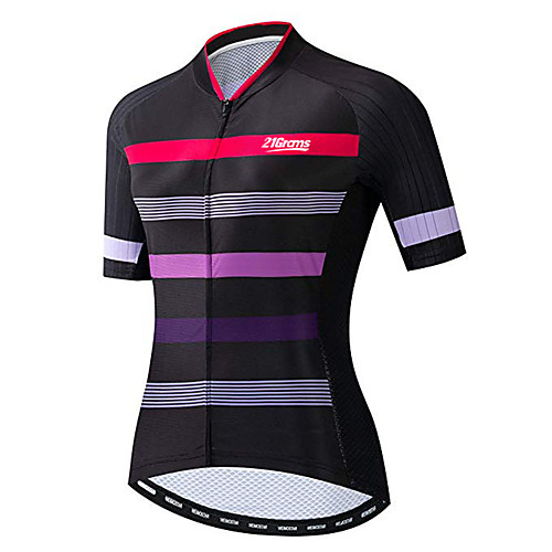 

21Grams Women's Short Sleeve Cycling Jersey Black / Red Stripes Bike Jersey Top Mountain Bike MTB Road Bike Cycling UV Resistant Breathable Quick Dry Sports Clothing Apparel / Stretchy / Race Fit