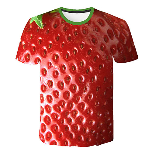 

Men's T shirt Shirt Color Block 3D Fruit Plus Size Print Short Sleeve Daily Tops Basic Exaggerated Round Neck Red / Sports
