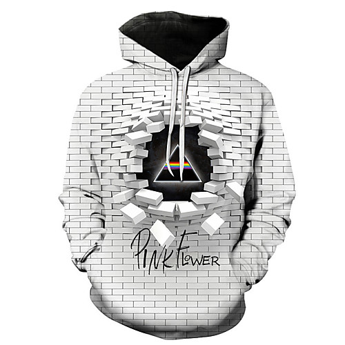 

Men's Plus Size Hoodie Cartoon Color Block 3D Hooded Casual Streetwear Hoodies Sweatshirts White