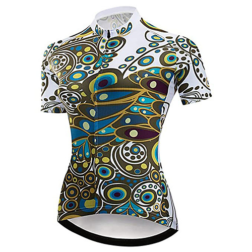 

21Grams Women's Short Sleeve Cycling Jersey Summer Spandex Polyester BlueGreen Peacock Bike Jersey Top Mountain Bike MTB Road Bike Cycling UV Resistant Quick Dry Breathable Sports Clothing Apparel
