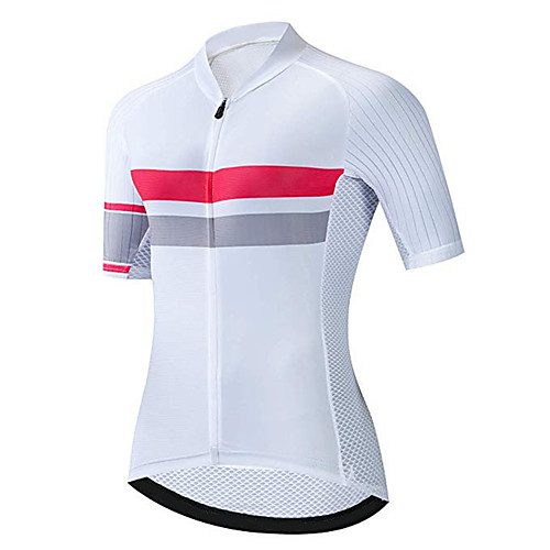

21Grams Women's Short Sleeve Cycling Jersey Summer Spandex Polyester Red / White Stripes Solid Color Bike Jersey Top Mountain Bike MTB Road Bike Cycling UV Resistant Quick Dry Breathable Sports