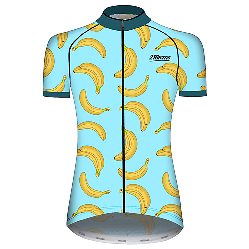 

21Grams Women's Short Sleeve Cycling Jersey Summer Spandex Polyester BlueYellow Banana Fruit Bike Jersey Top Mountain Bike MTB Road Bike Cycling UV Resistant Quick Dry Breathable Sports Clothing