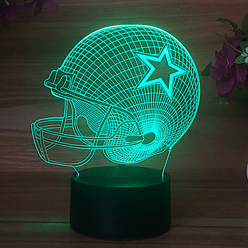 

Pentagram Rugby Hat MIAMI Colorful Touch 3D Gift Night Light USB Dallas Cowboy Helmet