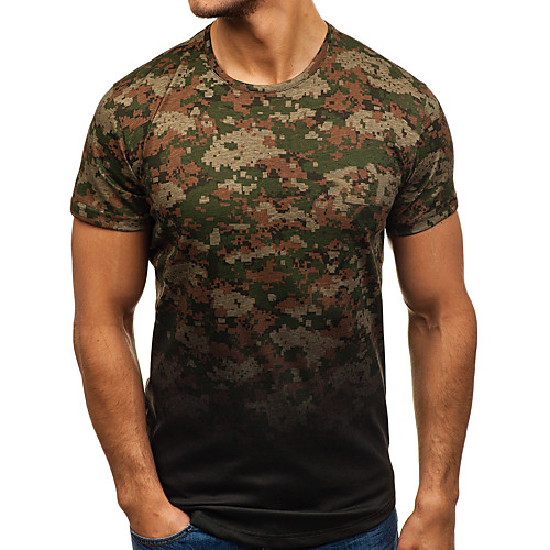 

Men's T shirt Shirt Camo / Camouflage Short Sleeve Daily Slim Tops Basic Elegant Round Neck Red Army Green Black / Sports