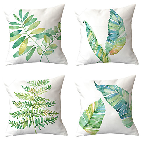 

4 pcs Polyester Pillow Cover, Floral Floral&Plants Simple Classic Square Traditional Classic