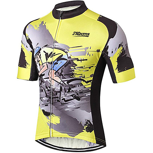 

21Grams Men's Short Sleeve Cycling Jersey Summer Spandex Polyester Black / Orange Solid Color Bike Jersey Top Mountain Bike MTB Road Bike Cycling UV Resistant Quick Dry Breathable Sports Clothing