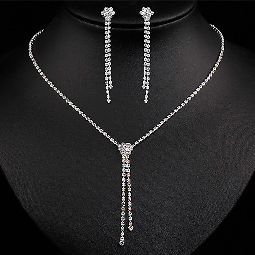 

Women's Jewelry Set Bridal Jewelry Sets Tennis Chain Simple Fashion Trendy Rhinestone Earrings Jewelry Silver For Wedding Anniversary Gift Engagement Prom 1 set
