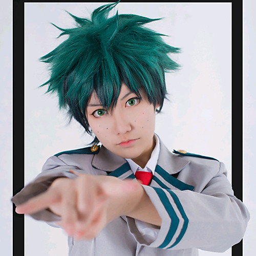 

My Hero Academia Boko No Hero Midoriya Izuku Cosplay Wigs Women's Asymmetrical 10 inch Heat Resistant Fiber Loose Curl Gradient Adults' Anime Wig