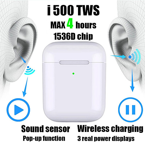 

New i500 TWS 2 1 to 1 Replica Bluetooth Headset Wireless headset 6D subwoofer sound sensor with wireless charging headset pk i100 i200 i1000 tws W1 / H1 chip