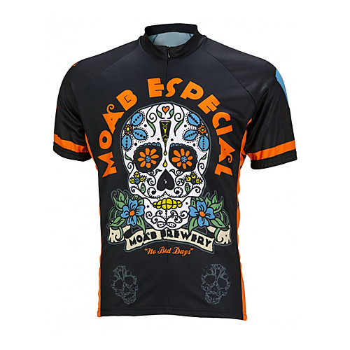 

21Grams Men's Short Sleeve Cycling Jersey Summer Spandex Polyester Black / Orange Sugar Skull Solid Color Skull Bike Jersey Top Mountain Bike MTB Road Bike Cycling UV Resistant Quick Dry Breathable