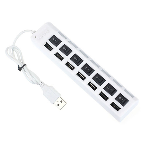 

7 Ports LED USB 2.0 Adapter Hub Power on/off Switch For PC Laptop Drop Shipping