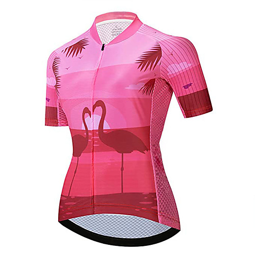 

21Grams Women's Short Sleeve Cycling Jersey Summer Spandex Polyester Fuchsia Flamingo Bike Jersey Top Mountain Bike MTB Road Bike Cycling UV Resistant Quick Dry Breathable Sports Clothing Apparel