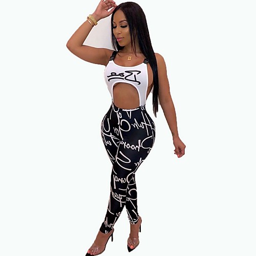 

Women's Black Slim Jumpsuit Letter