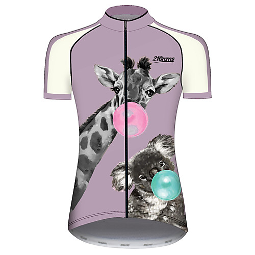 

21Grams Women's Short Sleeve Cycling Jersey Summer Spandex Polyester Violet Giraffe Koala Animal Bike Jersey Top Mountain Bike MTB Road Bike Cycling UV Resistant Quick Dry Breathable Sports Clothing