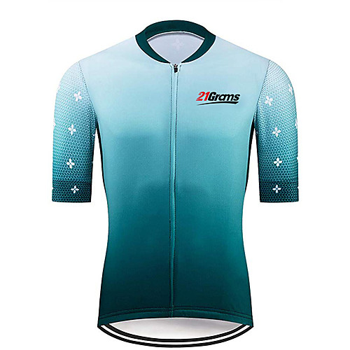 

21Grams Men's Short Sleeve Cycling Jersey Summer Spandex Polyester Green Solid Color Floral Botanical Bike Jersey Top Mountain Bike MTB Road Bike Cycling UV Resistant Quick Dry Breathable Sports