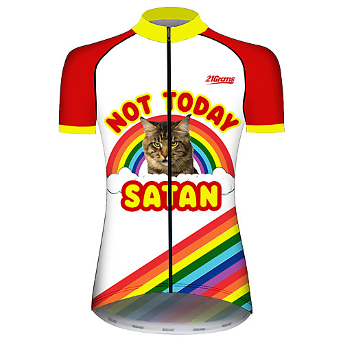 

21Grams Women's Short Sleeve Cycling Jersey Red and White Rainbow Animal Bike Jersey Top Mountain Bike MTB Road Bike Cycling UV Resistant Breathable Quick Dry Sports Clothing Apparel / Stretchy
