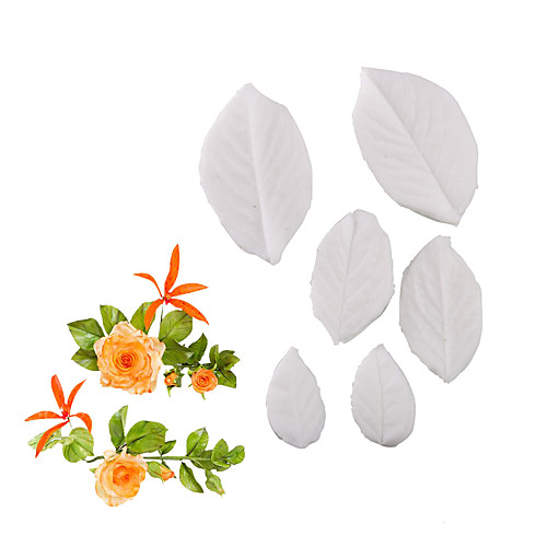 

6pcs Rose leaf mold fondant cake mold silicone mold home baking tool