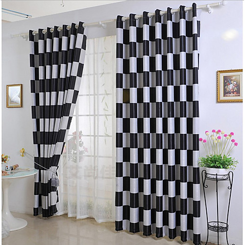 

Two Panel Modern Minimalist Style Square Lattice Jacquard Blackout Curtains Living Room Bedroom Dining Room Curtains