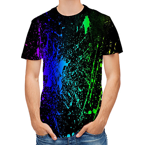 

Men's T shirt Shirt Graphic Abstract Print Tops Round Neck Black