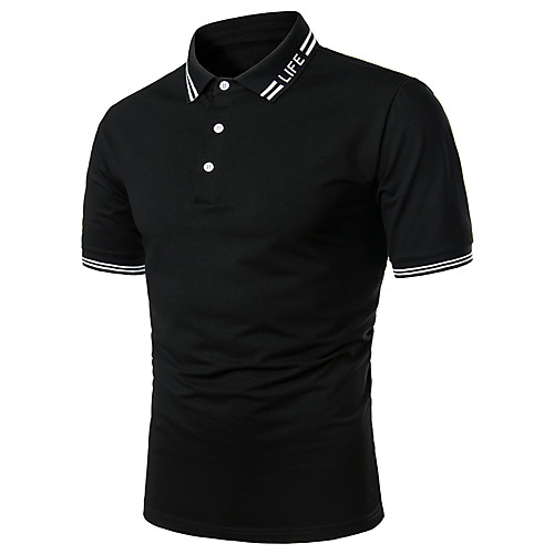 

Men's Golf Shirt Tennis Shirt Solid Colored Letter Patchwork Short Sleeve Daily Tops Basic Shirt Collar Black Red / Work