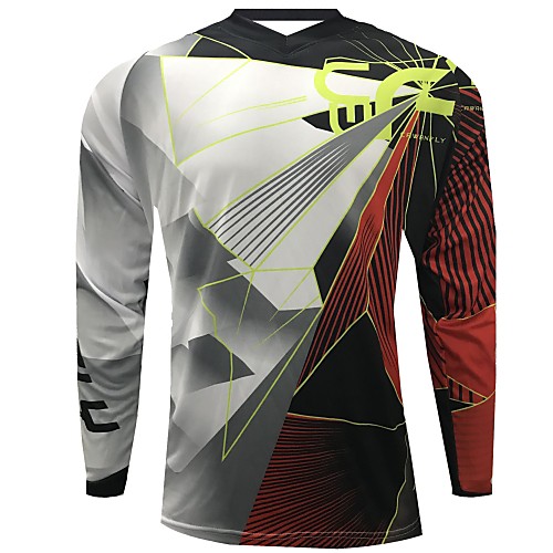 

CAWANFLY Men's Long Sleeve Cycling Jersey Downhill Jersey Dirt Bike Jersey Winter Summer Polyester Black Stripes Novelty Bike Jersey Top Mountain Bike MTB Quick Dry Breathable Back Pocket Sports
