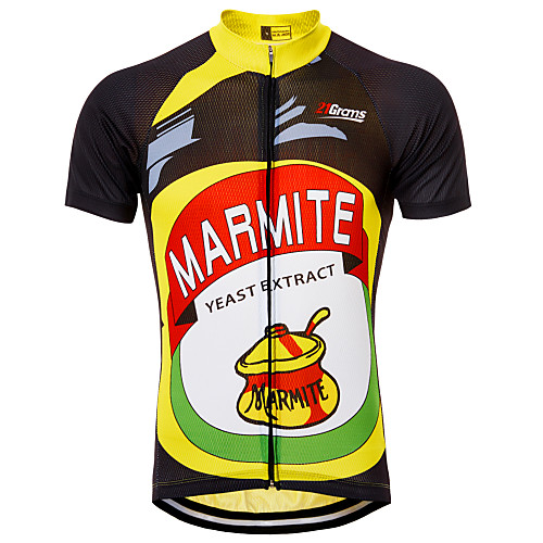 

21Grams Retro Novelty Men's Short Sleeve Cycling Jersey - Black / Yellow Bike Jersey Top Quick Dry Moisture Wicking Breathable Sports Summer Terylene Mountain Bike MTB Clothing Apparel / Athleisure