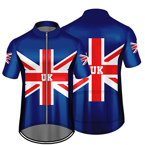 

21Grams Men's Short Sleeve Cycling Jersey Summer Spandex Polyester RedBlue UK National Flag Bike Jersey Top Mountain Bike MTB Road Bike Cycling UV Resistant Quick Dry Breathable Sports Clothing