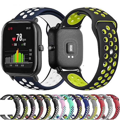 

20mm Silicone Bracelet Strap for Amazfit GTS Xiaomi Flat Head Two-Color Stomata Smart Watch Bracelet