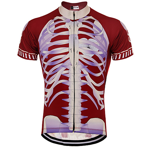 

21Grams Skeleton Men's Short Sleeve Cycling Jersey - Red / White Bike Jersey Top Quick Dry Breathable Back Pocket Sports Summer Terylene Mountain Bike MTB Road Bike Cycling Clothing Apparel