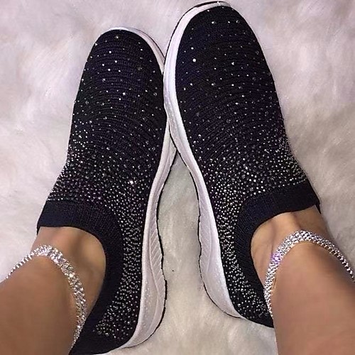 

Women's Sneakers Fantasy Shoes Flyknit Shoes Sparkling Shoes Flat Heel Closed Toe Daily Knit PU Summer White Black