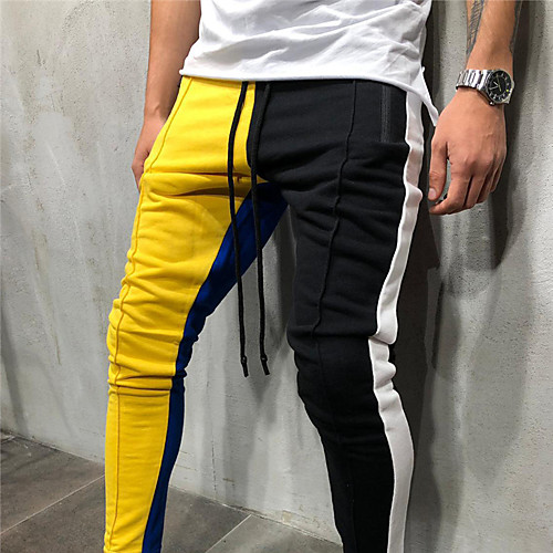 

Men's High Waist Yoga Pants Jogger Pants Harem Pants / Trousers Yellow / Black Green / Black RedBlue Cotton Fitness Gym Workout Running Sports Activewear Stretchy