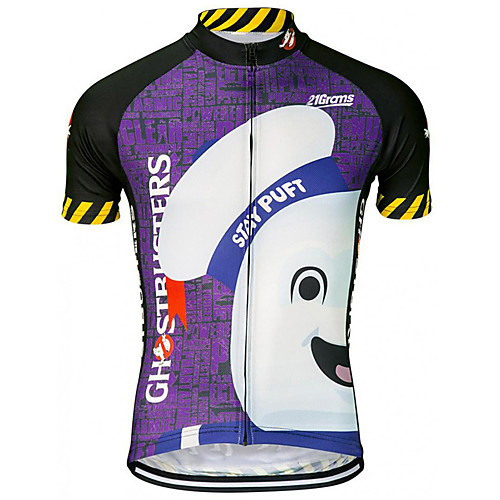 

21Grams Men's Short Sleeve Cycling Jersey Summer Spandex Polyester Purple Cartoon Bike Jersey Top Mountain Bike MTB Road Bike Cycling UV Resistant Quick Dry Breathable Sports Clothing Apparel