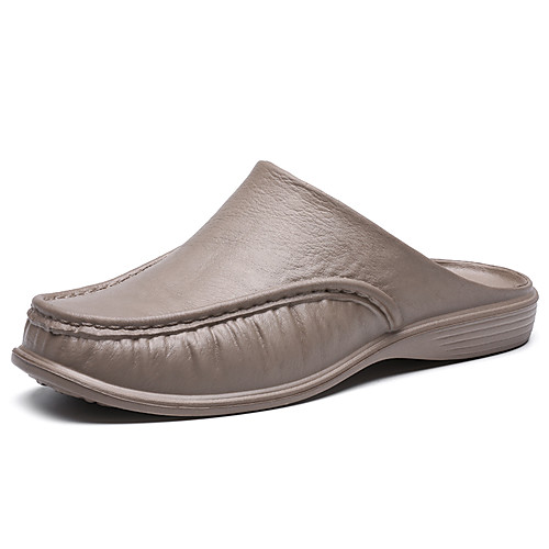 

Men's Summer Daily Clogs & Mules Walking Shoes PU Breathable Wear Proof Dark Brown / White / Black