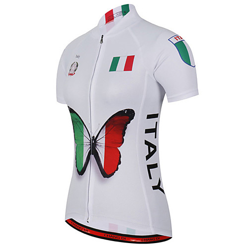 

21Grams Women's Short Sleeve Cycling Jersey Summer Spandex Polyester Red / White Butterfly Italy National Flag Bike Jersey Top Mountain Bike MTB Road Bike Cycling UV Resistant Quick Dry Breathable