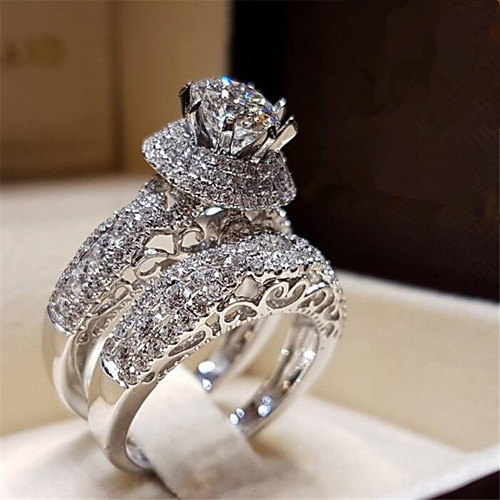 

Band Ring Cubic Zirconia Hollow Out White Copper Gold Plated Flower Stylish 1pc 6 7 8 9 10 / Women's