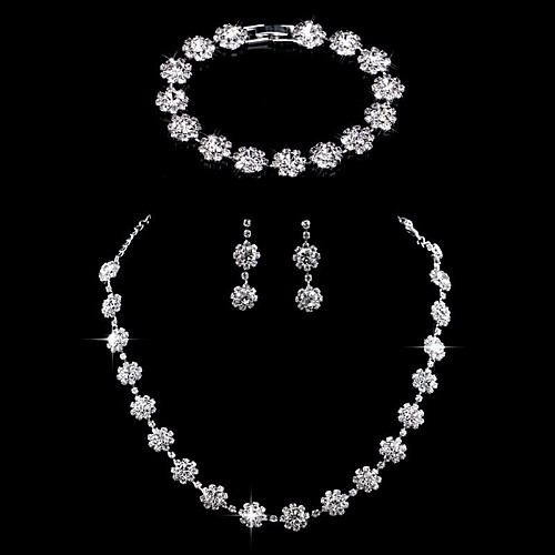 

Women's Jewelry Set Bridal Jewelry Sets Tennis Chain Flower Stylish Simple Luxury European Rhinestone Earrings Jewelry Silver For Wedding Party Evening Gift Formal Engagement 1 set