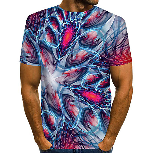 

Men's T shirt Shirt 3D Short Sleeve Daily Tops Basic Round Neck Rainbow
