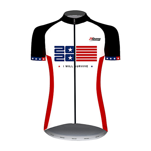 

21Grams Women's Short Sleeve Cycling Jersey Summer Spandex Polyester Red and White American / USA Stars National Flag Bike Jersey Top Mountain Bike MTB Road Bike Cycling UV Resistant Quick Dry