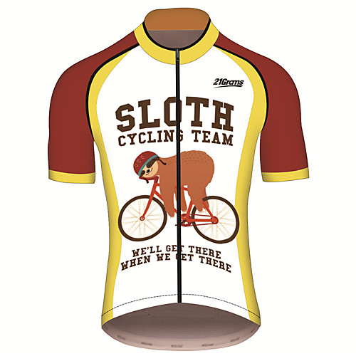 

21Grams Men's Short Sleeve Cycling Jersey Summer Spandex Polyester GrayWhite Sloth Animal Bike Jersey Top Mountain Bike MTB Road Bike Cycling UV Resistant Quick Dry Breathable Sports Clothing Apparel