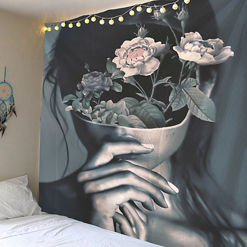 

Pop Art Floral Women Tapestry Fashion Flower Plant Lady Polyester Rectangular Living Room Bedroom Home Decor Background Decoration Wall Hanging Tapestries