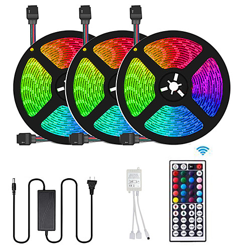 

3x5M Flexible LED Light Strips Light Sets RGB Tiktok Lights 450 LEDs SMD5050 10mm 1 44Keys Remote Controller 1 x 10A power adapter 1 set Multi Color Cuttable Decorative Self-adhesive 12 V