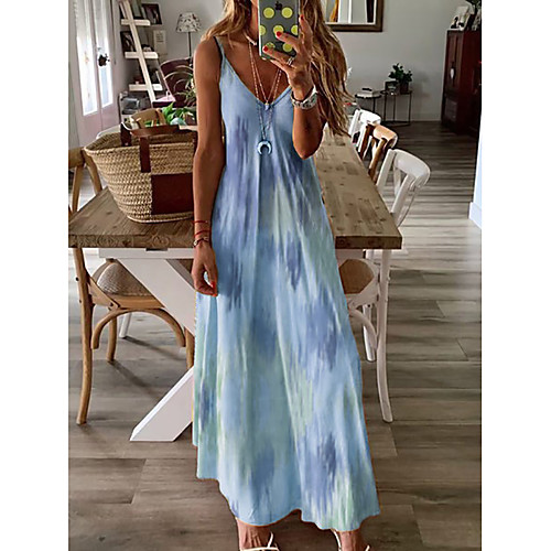

Women's Strap Dress Maxi long Dress Purple Yellow Blushing Pink Green White Red Navy Blue Light Blue Sleeveless Print Summer Hot Plus Size Holiday Beach Loose S M L XL XXL 3XL 4XL 5XL