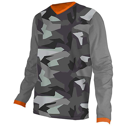 

21Grams Men's Long Sleeve Cycling Jersey Downhill Jersey Dirt Bike Jersey Summer Spandex Polyester Jacinth Gray Solid Color Camo / Camouflage Bike Jersey Top Mountain Bike MTB Road Bike Cycling UV
