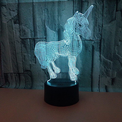 

3D LED Creative Atmosphere Table Lamp Unicorn Shape Night Light 7 Colors Change Creative Decoration Children Bedside Lamp