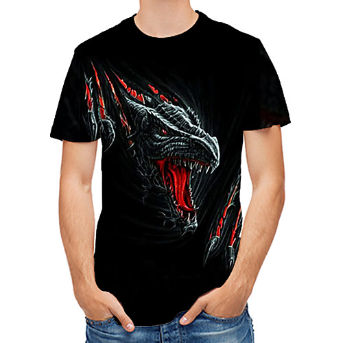 

Men's T shirt 3D Cartoon Animal Print Tops Black