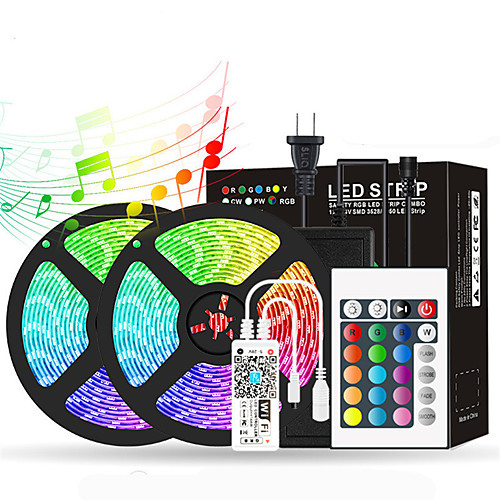 

10m Light Sets LED Strip Lights RGB Tiktok Lights 300 LEDs SMD5050 10mm 1 12V 6A Adapter 1 24Keys Remote Controller WiFi Controller 1 set RGBWhite Christmas New Year's Waterproof APP Control
