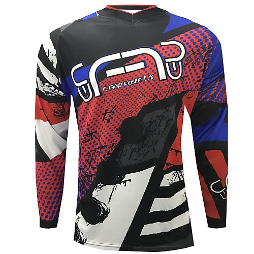 

CAWANFLY Men's Long Sleeve Cycling Jersey Downhill Jersey Dirt Bike Jersey Winter Summer Polyester Black Stripes Solid Color Novelty Bike Jersey Top Mountain Bike MTB Quick Dry Breathable Back Pocket